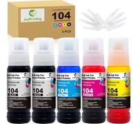 Lot de 5 flacons d'encre de rechange pour Epson 104 Ecotank 70 ml Compatible avec Epson EcoTank ET2710 ET2711 ET2712 ET2714 ET2715 ET2720 ET2721 ET2726 ET4700 (2BK20 CMY