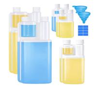 Lot de 5 flacons doseurs à double goulot en polyéthylène haute densité pour | Bouteille compressible avec chambre de dosage : 2 x 1 l de 100 ml, 1 x 250 ml avec 20 ml, 2 x 100 ml avec 5 ml