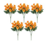 Lot de 5 fleurs artificielles pour extérieur, imperméables, coupe-vent, ne se décolorent pas, aspect plein de couleurs vives pour intérieur et extérieur (orange)