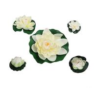 Lot de 5 fleurs de lotus artificielles flottantes pour étangs, fausses feuilles de lys pour décoration de jardin, aquarium, piscine, fête de mariage, décoration de la maison