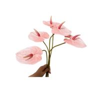 Lot de 5 fleurs de lys artificielles en Anthurium de 61 cm pour décoration d'intérieur, décoration de boutique, accessoires pour petit bouquet de fleurs (rose clair)
