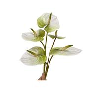 Lot de 5 fleurs de lys artificielles permanentes en anthurium pour décoration d'intérieur, bouquet et feuilles vertes pour maison, mariage, festival, fête, artisanat, magasin de décoration, petits