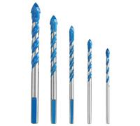 Lot de 5 forets à béton et maçonnerie avec pointes en carbure, forets pour brique, carrelage, ciment, plastique, pierre et mur, carbure de tungstène résistant aux chocs, 4 à 10 mm avec boîte de