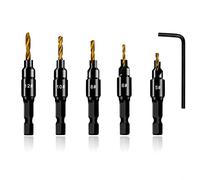 Lot de 5 forets à fraiser, revêtement en titane, ensemble de fraisage, tige hexagonale 1/4" avec clé hexagonale