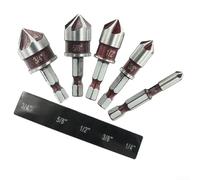 Lot de 5 forets coniques à 5 cannelures 82° avec tige hexagonale de 6,35 mm, forets en cobalt pour contreplaqué, métal, bois tendre, bois dur, fibre de verre, cuivre, aluminium