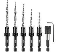 Lot de 5 forets coniques à bois #4, 6, 8, 10, 12 coniques avec tige conique de 6,35 mm