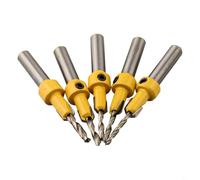 Lot de 5 forets coniques à tige ronde de 8 mm pour le travail du bois, foret étagé en alliage d'acier avec collier d'arrêt réglable, trou pilote et comptoir