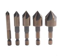 Lot de 5 forets coniques avec tige hexagonale à cinq cannelures de 82 degrés pour M35 Cobalt pour perçage de métal HSS, compatible avec acier inoxydable, aluminium, bois dur (rond)