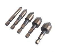 Lot de 5 forets coniques M35 en cobalt, 82 degrés, cinq cannelures, tige hexagonale pour métal, acier inoxydable, bois, plastique (Hexagonal)
