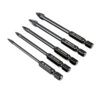 Lot de 5 forets croisés en alliage avec 3/4/5/6/7 mm de diamètre pour verre, carrelage, céramique, marbre, miroir, métal fin, compatible avec perceuse manuelle électrique et perceuse d'établi