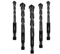 Lot de 5 forets en alliage multi-applications pour verre, carrelage, marbre, béton, métal fin, 5-12 mm, pointes en carbure YG6X, compatibles avec perceuses électriques