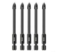 Lot de 5 forets en carbure de tungstène de 6 mm pour carrelage, porcelaine, céramique, marbre, verre, brique avec tige hexagonale offrant des trous propres et précis sur les matériaux durs
