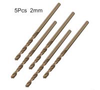 Lot de 5 forets M35 en cobalt pour perçage de précision en acier inoxydable robuste et métaux, conçus pour durer (2 mm)
