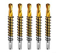 Lot de 5 forets pilotes plaqués titane pour perçage central pour panneaux métalliques, supports et travaux de boîtier