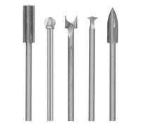 Lot de 5 fraises à bois compatibles avec Dremel, tige de 3 mm, pour le bricolage, le travail du bois, la sculpture, la gravure et le perçage, fraise en carbure