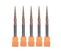 Lot de 5 fraises à bout sphérique coniques 2 cannelures en carbure tungstène HRC62 revêtues D4 D6 monobloc 4 mm 6 for routeur CNC, bois et métal(5PC R0.25 15 50 D4)