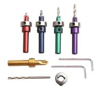 Lot de 5 fraises coniques à bois coniques pour perceuse Hss 4241 - Tailles 28/30/32/35/40 mm - Avec compteur adaptable