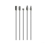Lot de 5 fraises rotatives à double coupe en acier au carbure de tungstène, pour outil rotatif, pour meuleuse, travail du bois, sculpture