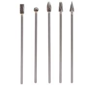 Lot de 5 fraises rotatives en carbure massif à coupe simple 3 x 6 x 100 mm avec tige de 1/8" pour diverses applications d'artisanat en métal, bois et pierre (coupe double)