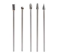 Lot de 5 fraises rotatives en carbure massif à coupe unique 3 x 6 x 100 mm avec tige de 1/8" pour diverses applications d'artisanat en métal, bois et pierre (coupe unique)