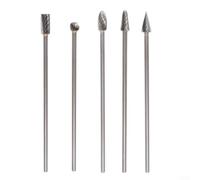 Lot de 5 fraises rotatives en carbure massif avec têtes de coupe simples 3 x 6 x 100 mm pour outils rotatifs, adaptées pour la gravure et le traitement du métal, du bois et de la pierre (coupe unique)