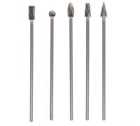 Lot de 5 fraises rotatives en carbure massif avec têtes de coupe simples 3 x 6 x 100 mm pour outils rotatifs, adaptées pour la gravure et le traitement du métal, du bois et de la pierre (coupe double)