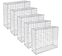 Lot de 5 Gabions à Pierre 100 x 80 x 30 cm Cage à Pierre Métallique galvanisé avec Spirale Clôture décorative Gris SONGMICS