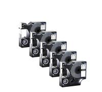 Lot de 5 gaines thermorétractables for ruban de 6/9/12/18/24 mm, compatibles avec les imprimantes d'étiquettes Dymo 4200, 6000 et 5200 (références 18052, 18055 et 18056).(5Pcs Black on White,9mm)