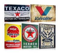 Lot de 5 Garage Plaque Metal Vintage Decoration - Atelier Panneau Pancarte Deco Murale - Retro Américaine Voiture Gas Station Cave Publicitaire 20x30cm (SET B)
