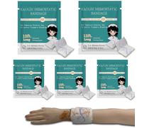 Lot de 5 gazes à claquement rapide, kit de premiers secours Advanced Stop The Bleed Combat Flexible Hémostatique Gaze Bleed Stop Faster les plaies Emballage médical Fournitures de survie (7,6 x 31,5