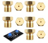 Lot de 5 Gicleurs Gaz Butane Universel, Gicleur Butane pour Gazinière, Cuisinière et Plaque de Cuisson, Injecteur de Gaz Gicleur Bouteille Conversion, Bouteille Gicleur Brûleur 0,5/0,7/0,7/0,87/1,02