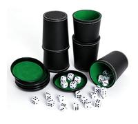 Lot de 5 gobelets à dés en cuir avec couvercle, 25 dés classiques pour jeux de dés, choc, casse-moquette, océan et soirées de jeu