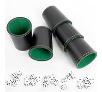 Lot de 5 Gobelets à dés en Cuir, Ensemble de Gobelets à dés avec 25 dés, Coupe à dés en Cuir, Jeux de Dés, Jeux de Voyage pour Adultes