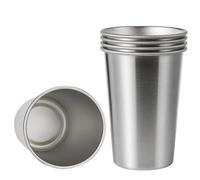 Lot de 5 gobelets empilables en acier inoxydable 350 ml, à paroi simple, verres boire métal, tasses café