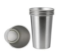 Lot de 5 gobelets empilables en acier inoxydable 500 ml, verres à simple paroi, boire métal, tasse café