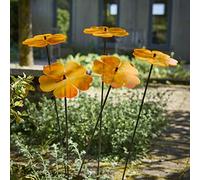 Lot de 5 Grande Fleur Attrape Soleil Piquet de Jardin Lumineux Bouquet de Soleil Ornement Décoratifs 75cm Haut Cadeau pour Chaque Jardin, Colour:Fluorescent Orange
