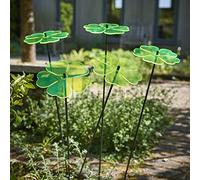 Lot de 5 Grande Fleur Attrape Soleil Piquet de Jardin Lumineux Bouquet de Soleil Ornement Décoratifs 75cm Haut Cadeau pour Chaque Jardin, Colour:Fluorescent Green