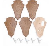 Lot de 5 grandes plaques de trophée - Marron - AF - 21 cm x 13 cm - Avec 1 compartiment en pin et 5 pinces pour cornes