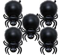 Lot de 5 grands ballons noirs en aluminium araignée pour décorations de fête d'Halloween, fêtes effrayantes et événements d'anniversaire sur le thème des arachnides