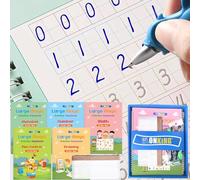 Lot de 5 grands cahiers d'entraînement rainurés magiques avec sac à stylos, livres magiques réutilisables pour enfants de 3 à 8 ans, calligraphie maternelle