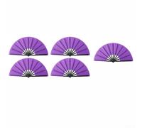 Lot de 5 grands éventails de danse pliables en tissu de 33 cm pour décoration de fête, mariage, événements en plein air, performance sur scène, violet