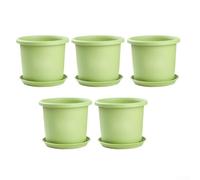 Lot de 5 grands pots de fleurs en résine avec plateau et plusieurs trous de drainage pour une meilleure circulation de l'air et la santé des racines (14 x 12 cm)