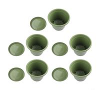 Lot de 5 grands pots de fleurs en résine verte avec bac de drainage assorti pour la maison, le jardin, le balcon, pour décoration de roses, hortensias (24,5 x 21,5 cm)