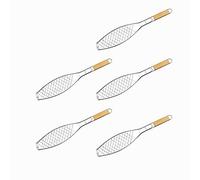 Lot de 5 grilles de barbecue pour poisson - Panier de barbecue antiadhésif avec poignée - Pince à poisson pour barbecue, rôtisserie, panier de barbecue, grille de barbecue à poisson