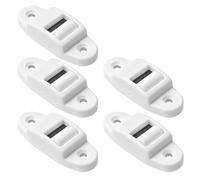 Lot de 5 guides de sangle de volet roulant de 14 mm avec rouleau et joint à brosse avec espacement des trous de 40 mm - Blanc - Pour volet roulant - Montage en saillie pour fenêtre