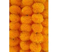 Lot de 5 guirlandes de fleurs de souci artificielles idéales pour les décorations de Diwali, décoration indienne pour Pooja, fête de mariage, bouquet de printemps, fausse guirlande florale Día de