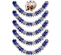 Lot de 5 guirlandes de Noël à suspendre en feuille d'aluminium - 10 m au total - Flocon de neige - Pour mur, plafond - Fournitures de fête (violet, argent, bleu)