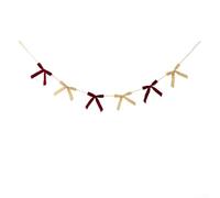 Lot de 5 guirlandes de Noël de 2,7 m avec nœuds en velours pour décoration d'arbre et de cheminée, ajoute une touche sophistiquée pour les besoins de décoration saisonnière et d'événement (rouge +