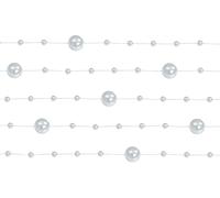 Lot de 5 guirlandes de Perles argentées - 1,3 m - Décoration de Table pour Mariage, baptême, Noël