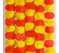 Lot de 5 guirlandes de soucis de 1,4 m pour Halloween Diwali Pooja décoration de cheminée de Mariage Guirlande de Fleurs artificielles Fleurs de Noël décoration de Festival d'automne - Jaune orangé